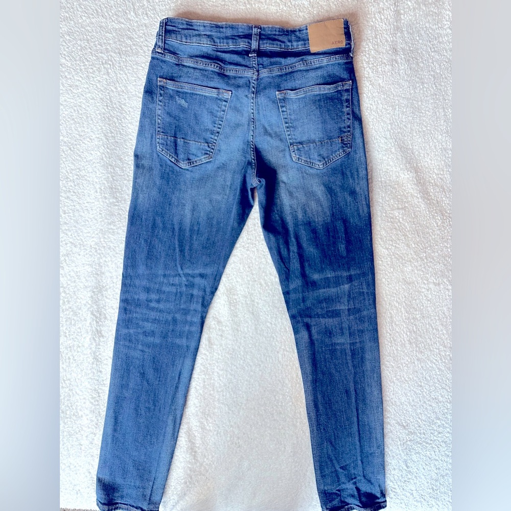 Aeropostale Men's Athletic Skinny Jeans - Classic Dark Blue - Picture 2 of 6